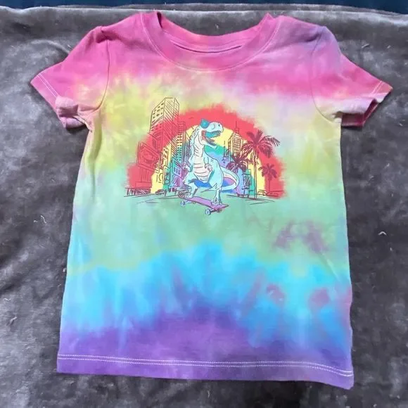 Cat & Jack 2T Tie Dye Dinosaur Shirt